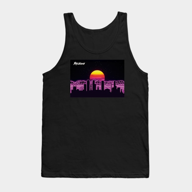 Brisbane Outrun Neon Nights Tank Top by Ferrazi